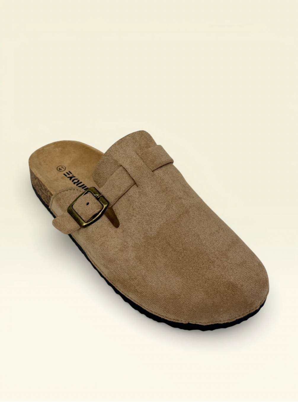 Mule Suède Beige - Boucle Dorée